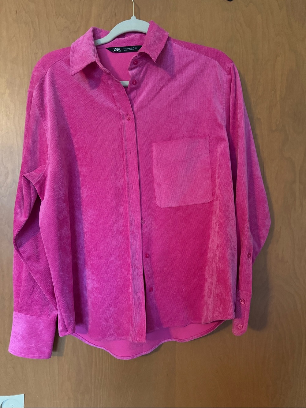 Zara Vibrant Pink Corduroy Button-Down Shirt